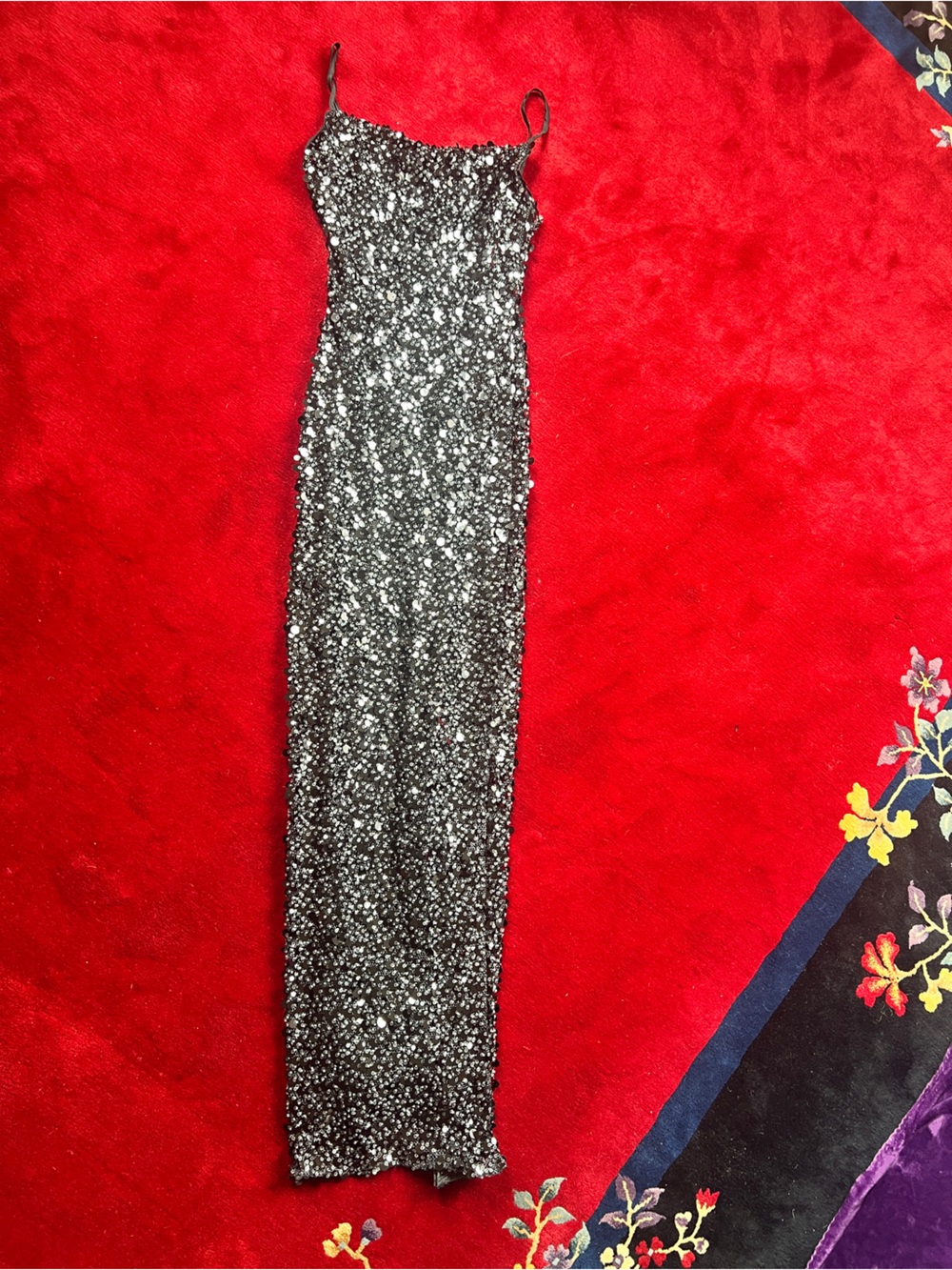 DOLLSKILL Current Mood Magical Realm Black Sequin Dress W/Spaghetti Straps Sz M